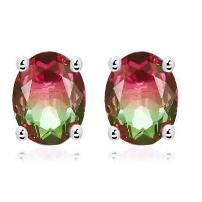 925 Sterling Silver Watermelon Tourmaline Earrings DailySale