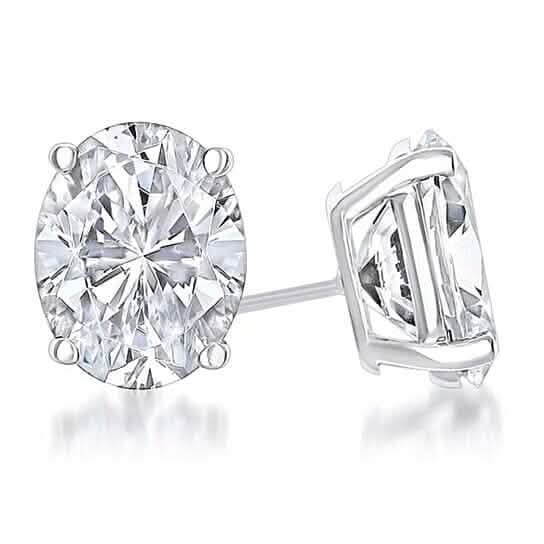 925 Sterling Silver White 4-Prong Basket Oval Stud Earrings DailySale