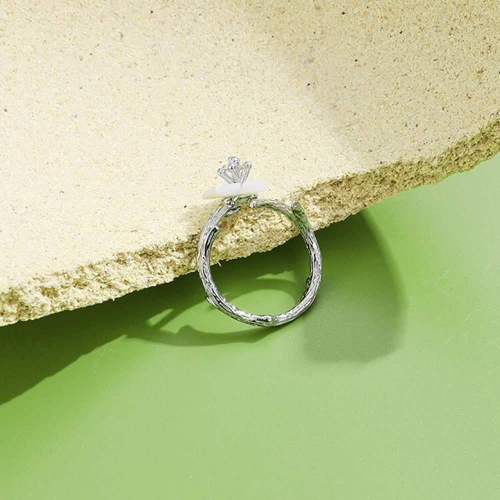 925 Sterling Silver White Cherry Blossom Shell Pearl Flower Branch Rings DailySale