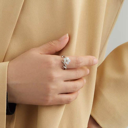 925 Sterling Silver White Cherry Blossom Shell Pearl Flower Branch Rings DailySale