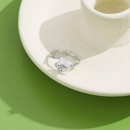 925 Sterling Silver White Cherry Blossom Shell Pearl Flower Branch Rings DailySale