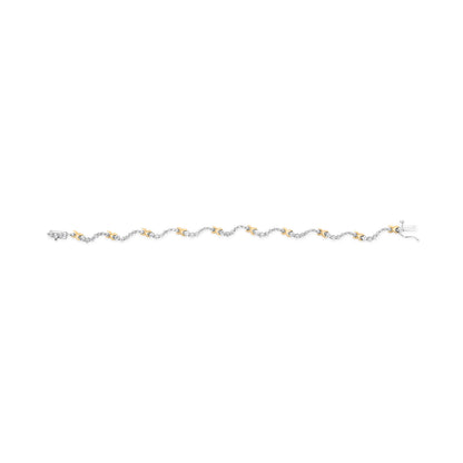 10K Two-Tone 2.00 Cttw Diamond "X" and Wave Link Bracelet (H-I Color, I1-I2 Clarity) - 7" Inches Bids.com
