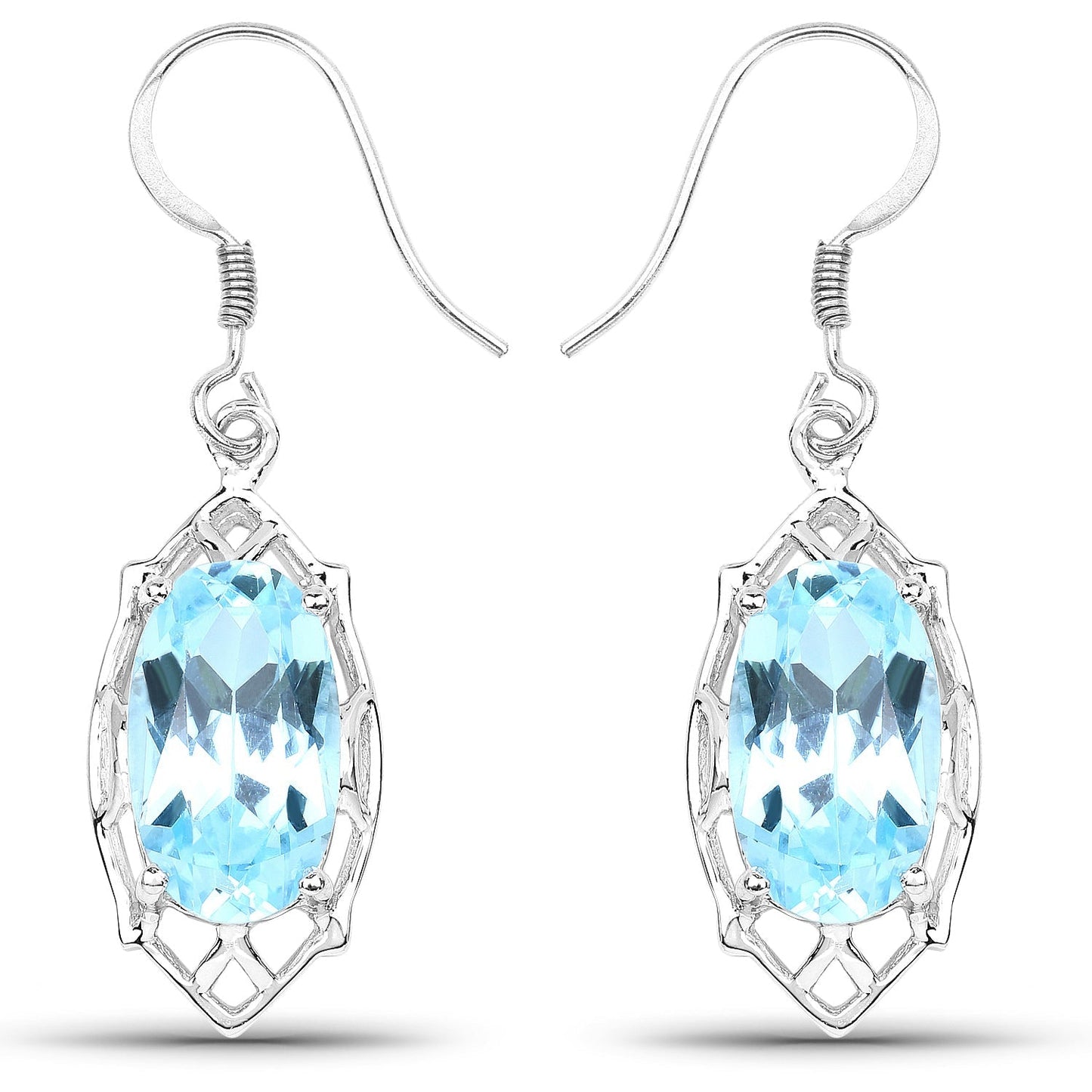 13.68 Carat Genuine Blue Topaz .925 Sterling Silver Earrings Bids.com