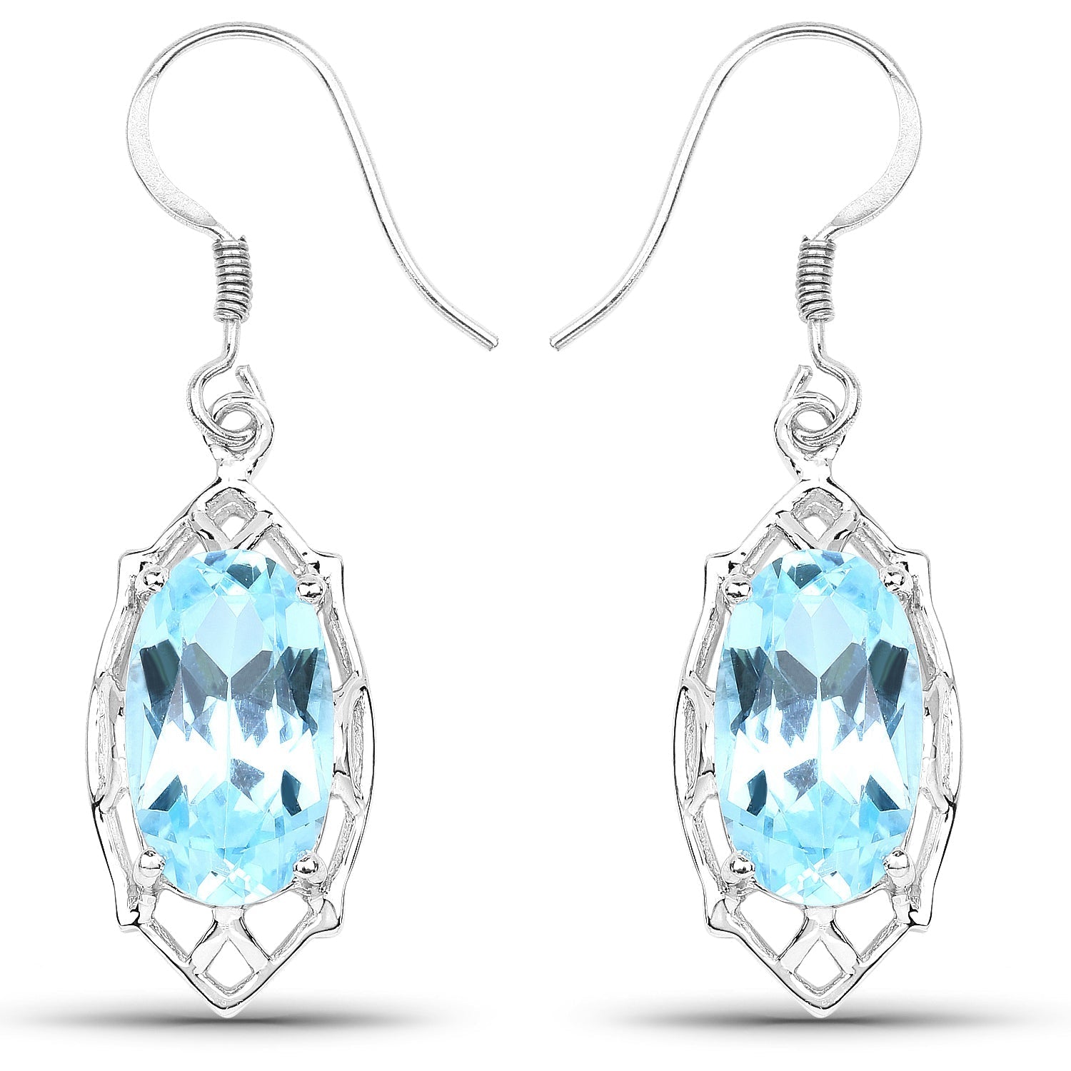 13.68 Carat Genuine Blue Topaz .925 Sterling Silver Earrings Bids.com