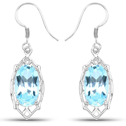 13.68 Carat Genuine Blue Topaz .925 Sterling Silver Earrings Bids.com