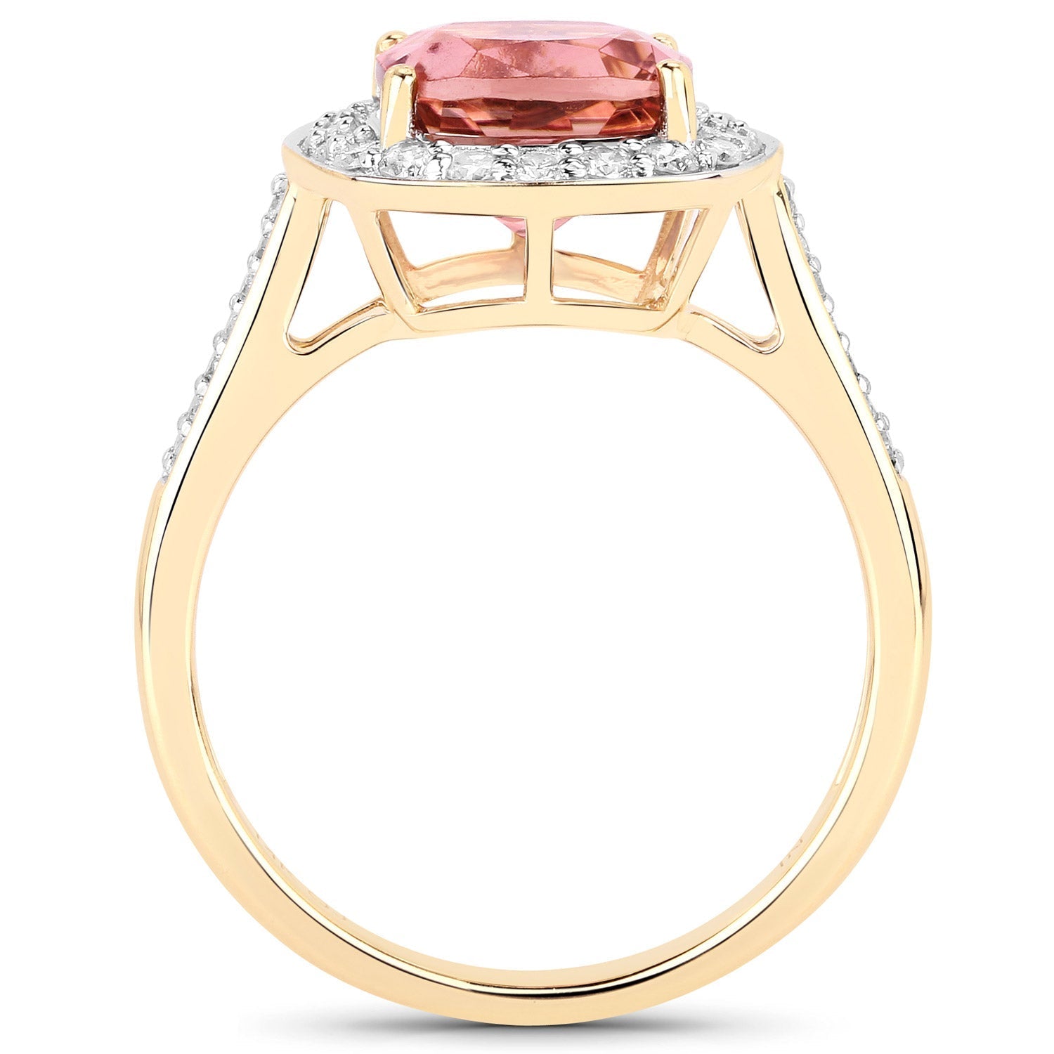 2.71 Carat Genuine Royal Pink Tourmaline and White Diamond 14K Yellow Gold Ring Bids.com