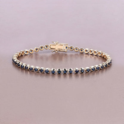 3.13 Carat Genuine Blue Sapphire 14K Yellow Gold Bracelet Bids.com