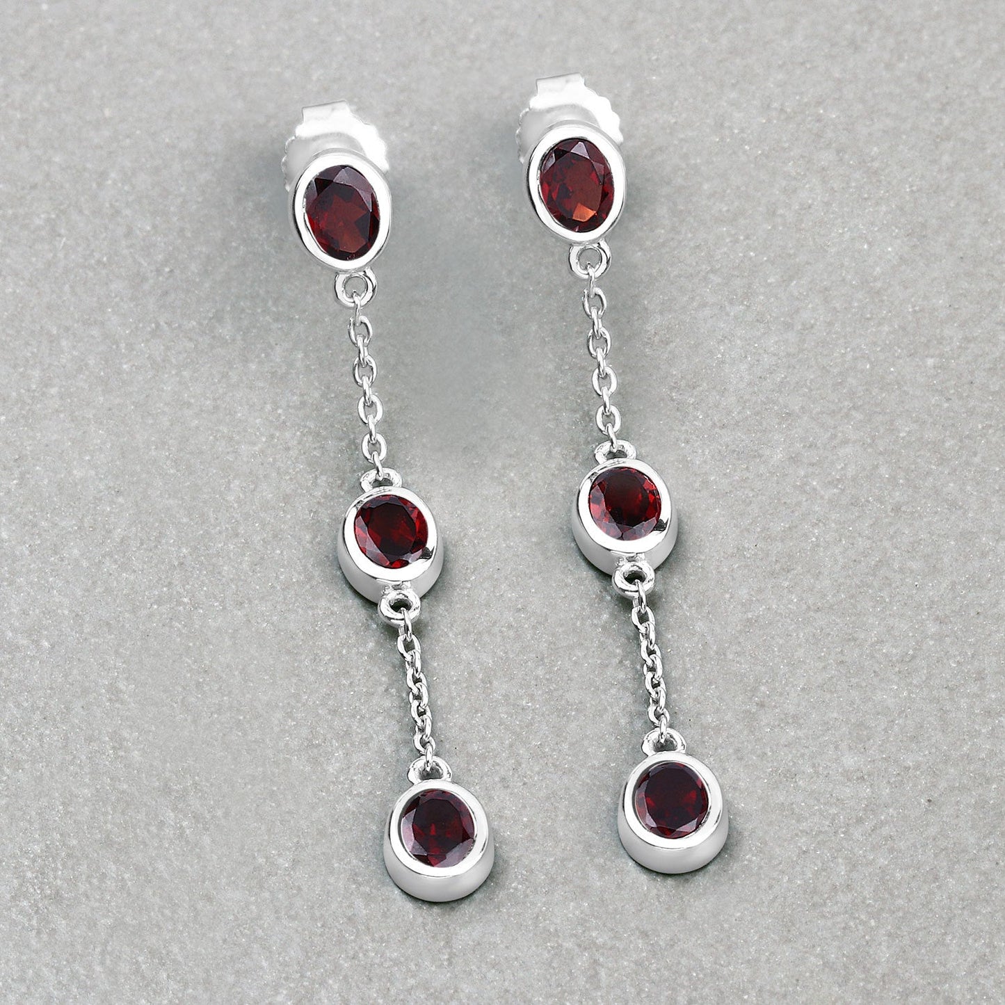 2.70 Carat Genuine Garnet .925 Sterling Silver Earrings Bids.com