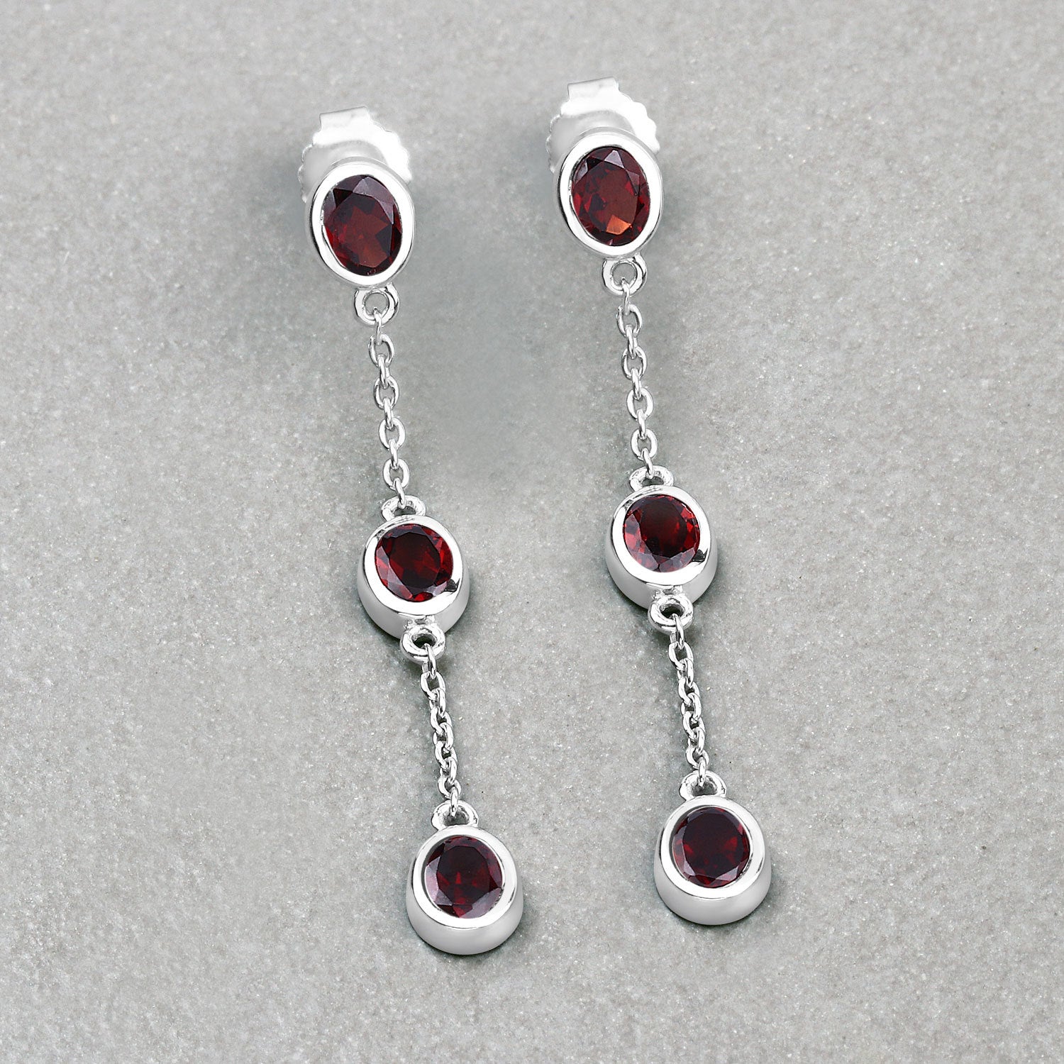 2.70 Carat Genuine Garnet .925 Sterling Silver Earrings Bids.com