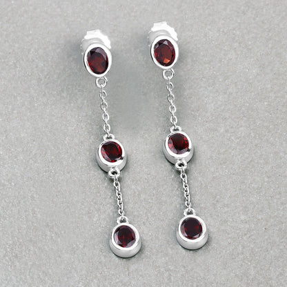 2.70 Carat Genuine Garnet .925 Sterling Silver Earrings Bids.com