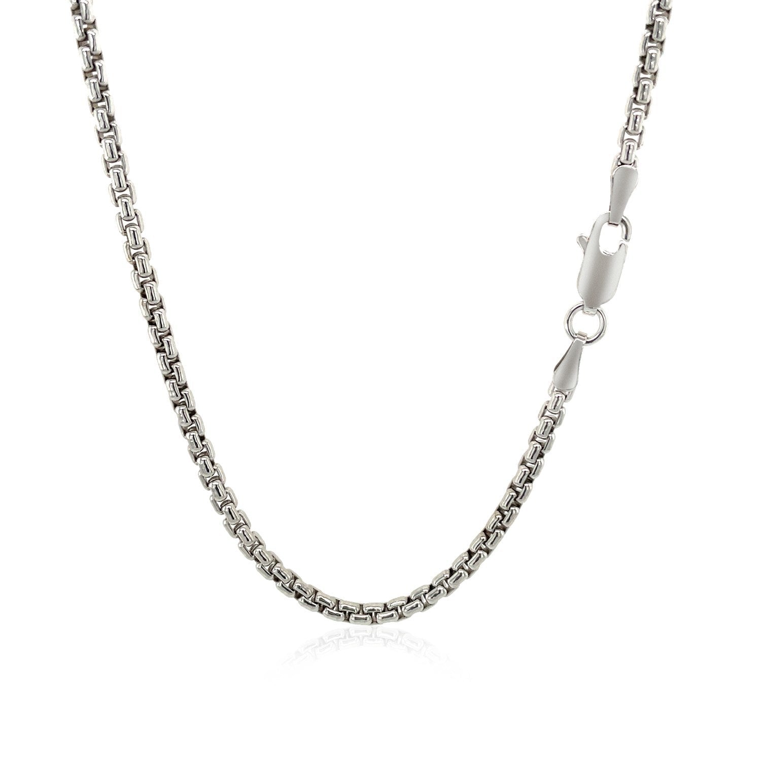 2.2mm Sterling Silver Rhodium Plated Round Box Chain Bids.com