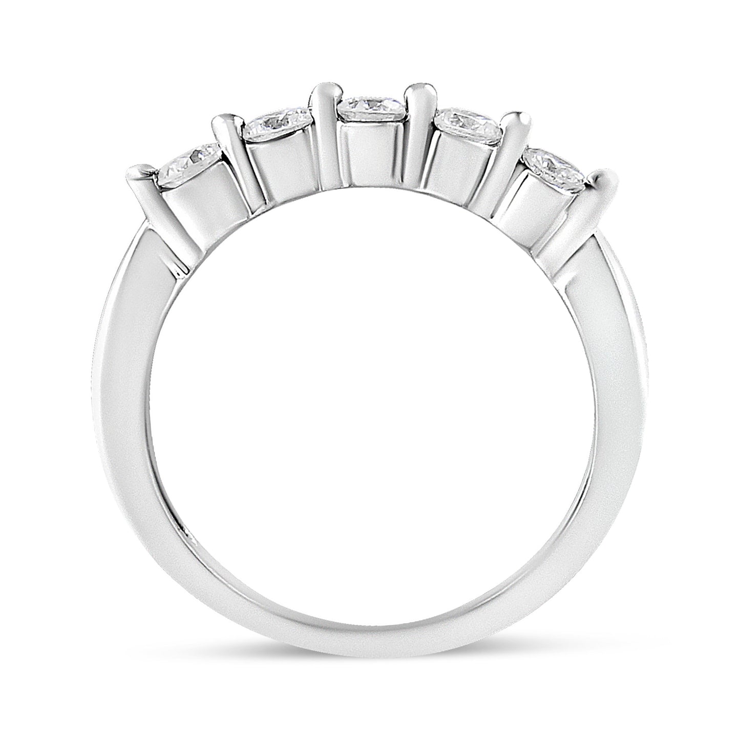 14K White Gold 1/2 Cttw Round-Cut 5-Stone Diamond Ring (H-I Color, SI1-SI2 Clarity) Size 7 Bids.com