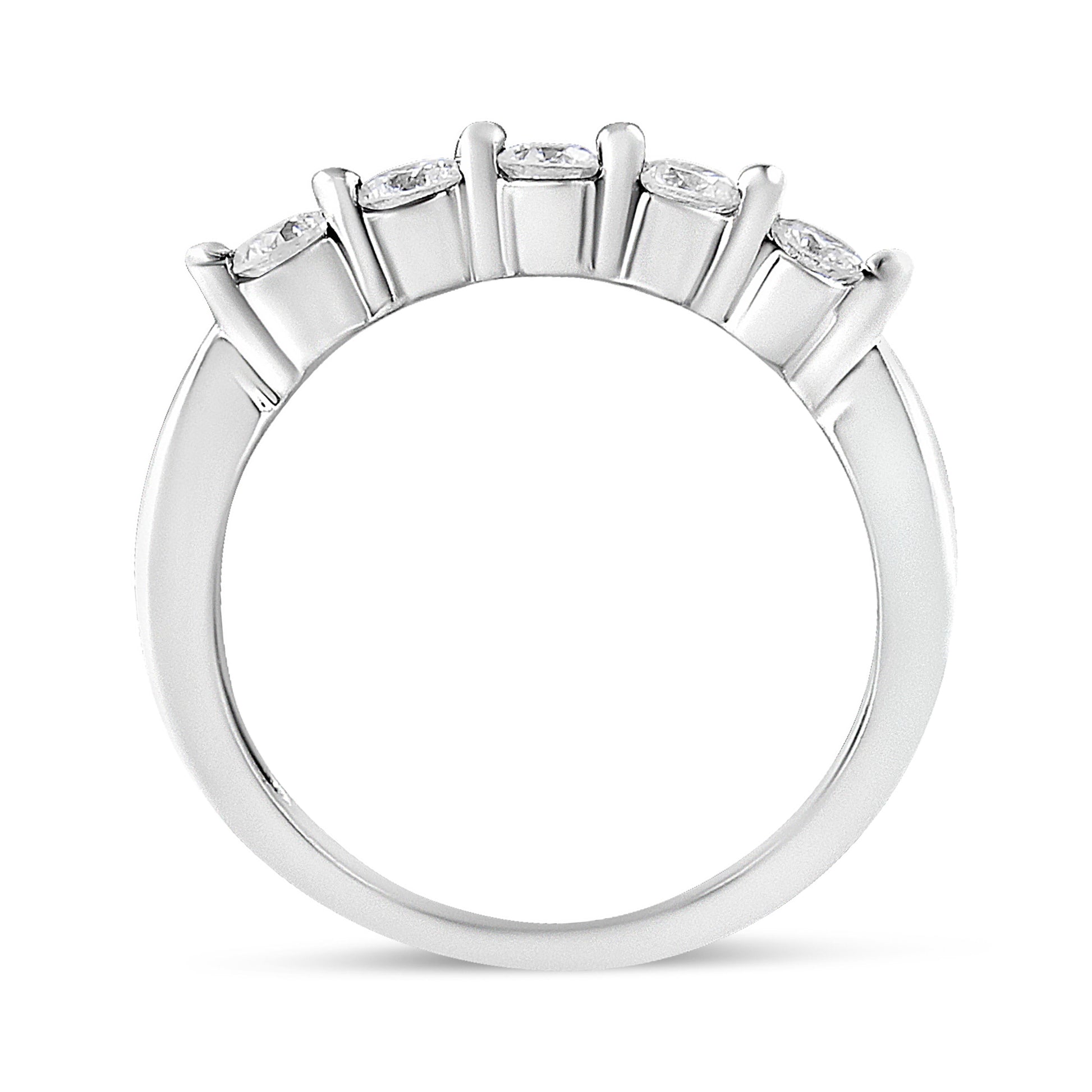 14K White Gold 1/2 Cttw Round-Cut 5-Stone Diamond Ring (H-I Color, SI1-SI2 Clarity) Size 7 Bids.com