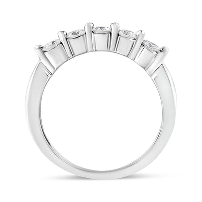 14K White Gold 1/2 Cttw Round-Cut 5-Stone Diamond Ring (H-I Color, SI1-SI2 Clarity) Size 7 Bids.com