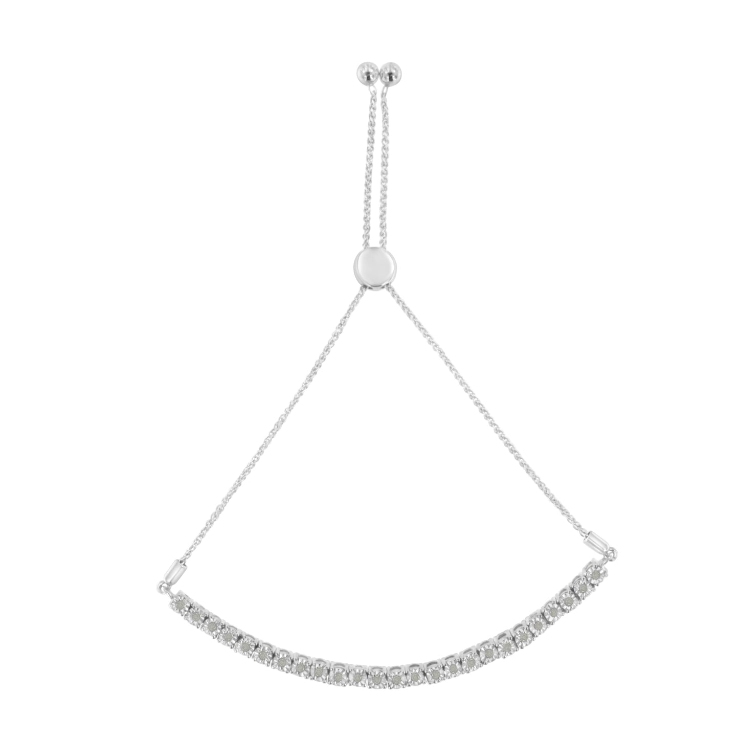 10K Yellow Gold over .925 Sterling Silver 1/4 Cttw Miracle-Set Diamond 4â€-10â€ Adjustable Bolo Tennis Bracelet (I-J Color, I3 Clarity) Bids.com