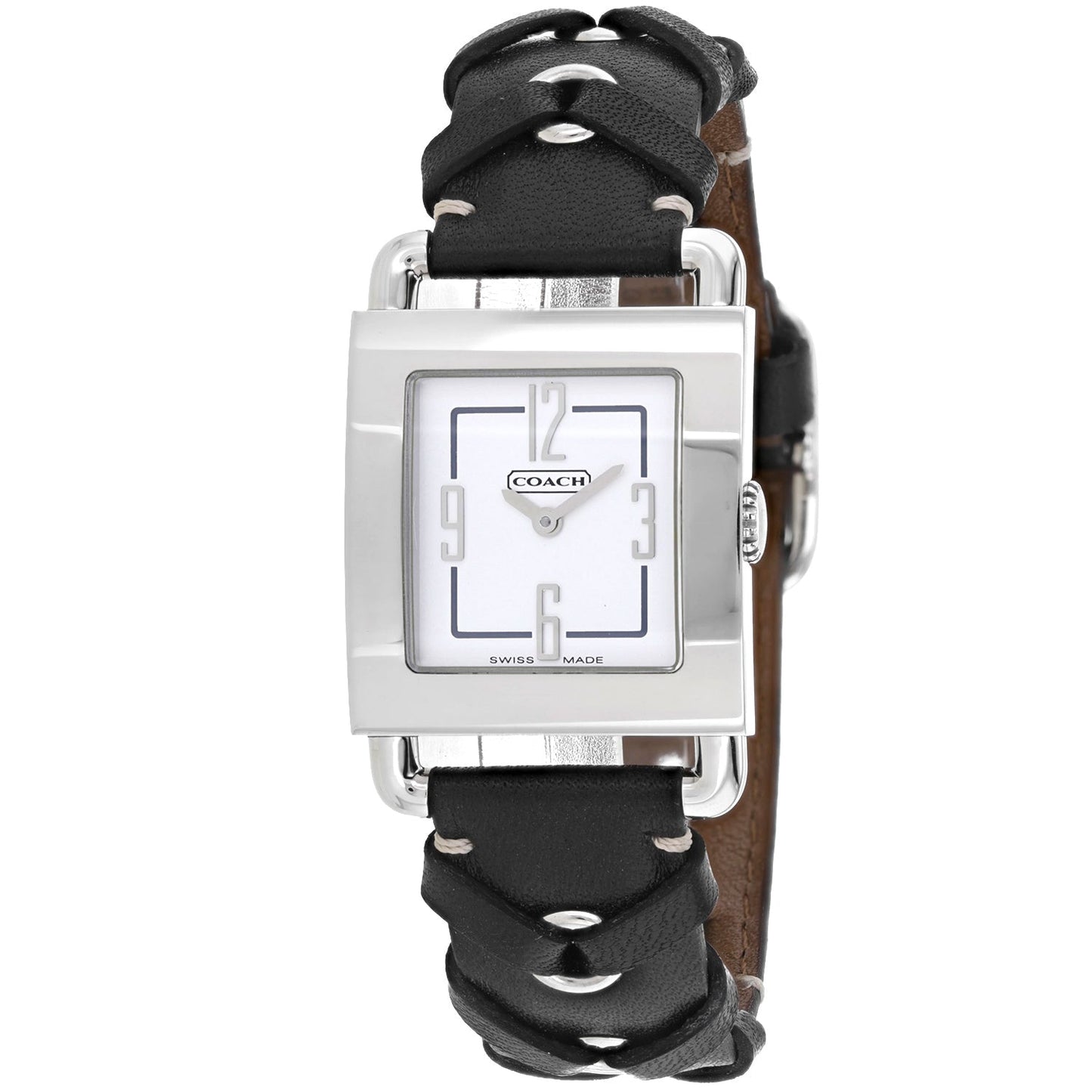 Coach Women's Black Leather Silver Quartz Bids.com