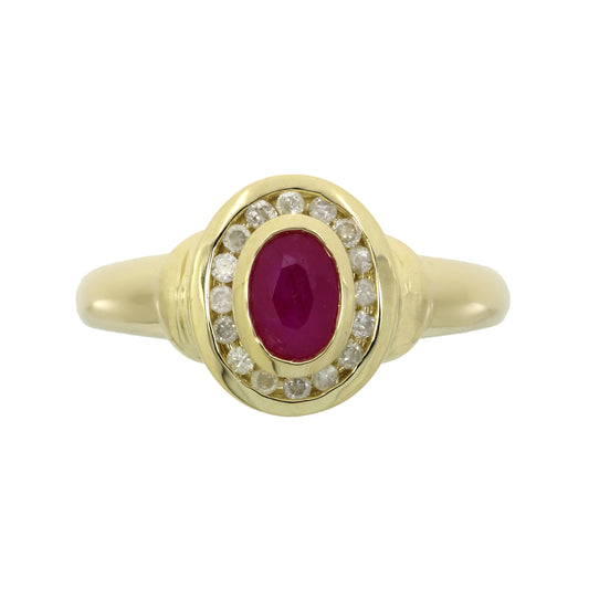 Natural .70ct Ruby Diamond Ring 10KT Yellow Gold Bids.com