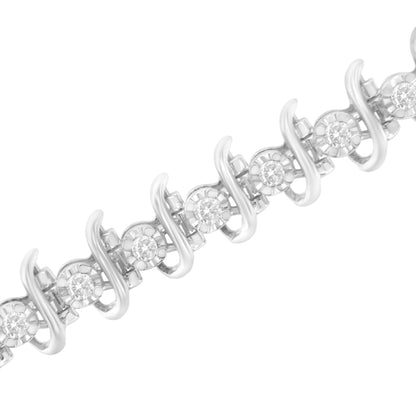 .925 Sterling Silver 1 cttw Prong-Set Diamond Link Bracelet (I-J, I1-I2) - 7.25" Bids.com