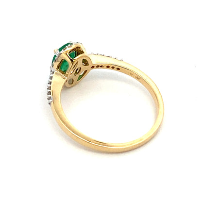 Genuine .74ct Emerald Diamond Ring 14KT Yellow Gold Bids.com