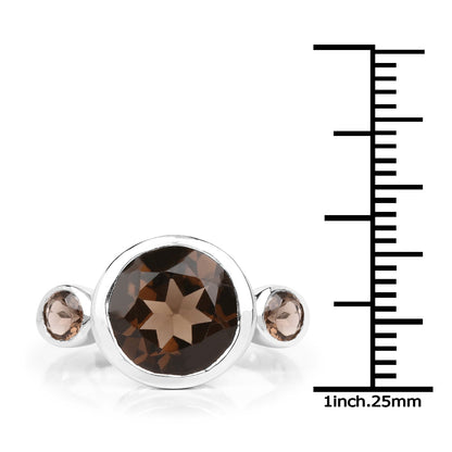 3.56 Carat Genuine Smoky Quartz .925 Sterling Silver Ring Bids.com