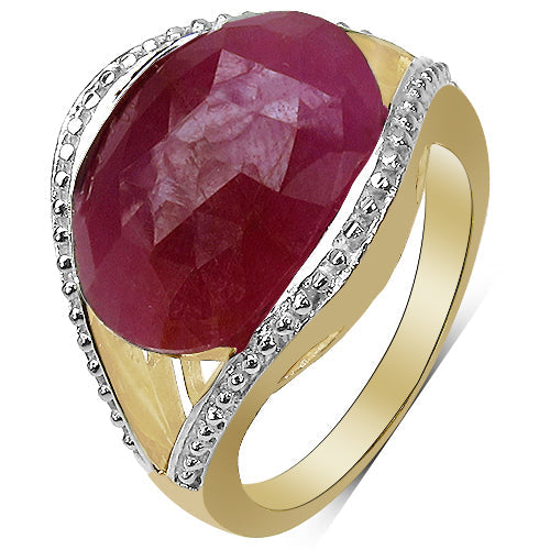 14K Yellow Gold Plated 9.29 Carat Genuine Pink Sapphire & White Diamond .925 Sterling Silver Ring Bids.com