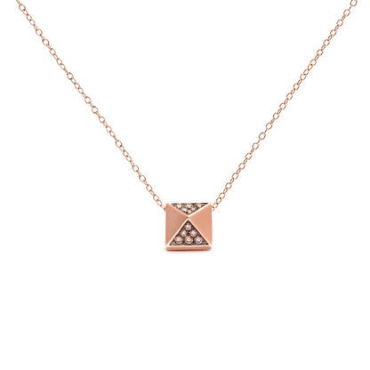 14K Rose Gold 1/4 Cttw Brown Diamond Matte Finished Pyramid Pendant Necklace (Brown Color, SI1-SI2 Clarity) - 18" Inches Bids.com