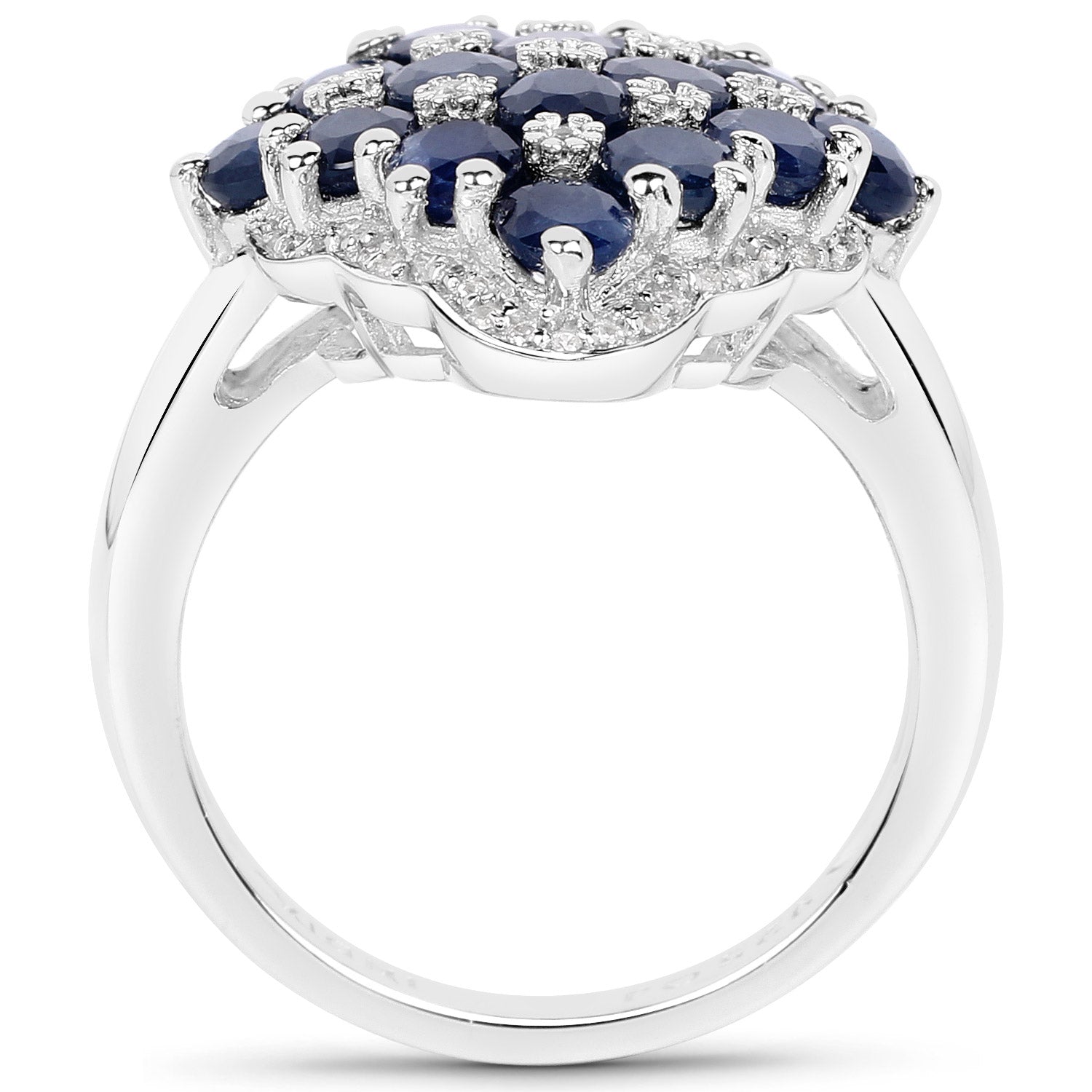 3.48 Carat Genuine Blue Sapphire and White Zircon .925 Sterling Silver Ring Bids.com
