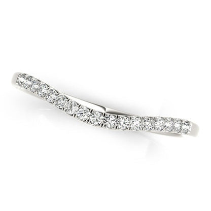 14k White Gold Soft Curved Diamond Wedding Band (1/8 cttw) Bids.com