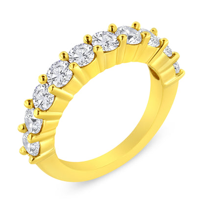 14K Yellow Gold Plated .925 Sterling Silver 2.0 Cttw Round Brilliant Cut Diamond 10 Stone Anniversary Band Ring (J-K Color, I1-I2 Clarity) - Size 7 Bids.com