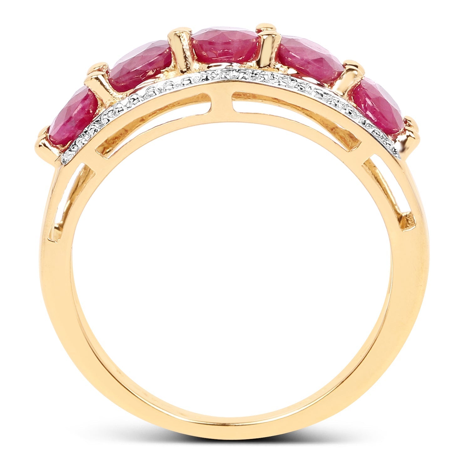 14K Yellow Gold Plated 1.90 Carat Genuine Ruby .925 Sterling Silver Ring Bids.com