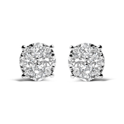 14K White Gold 2.00 Cttw Lab Grown Diamond Cluster Stud Earrings (G-H Color, VS1-VS2 Clarity) Bids.com
