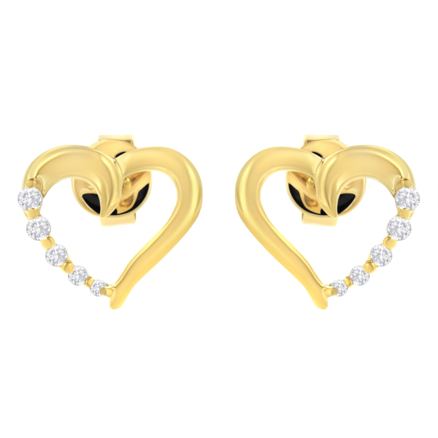 14K Yellow Gold 1/8 Cttw Diamond Journey Heart Hoop Earrings (K-L Color, I1-I2 Clarity) Bids.com