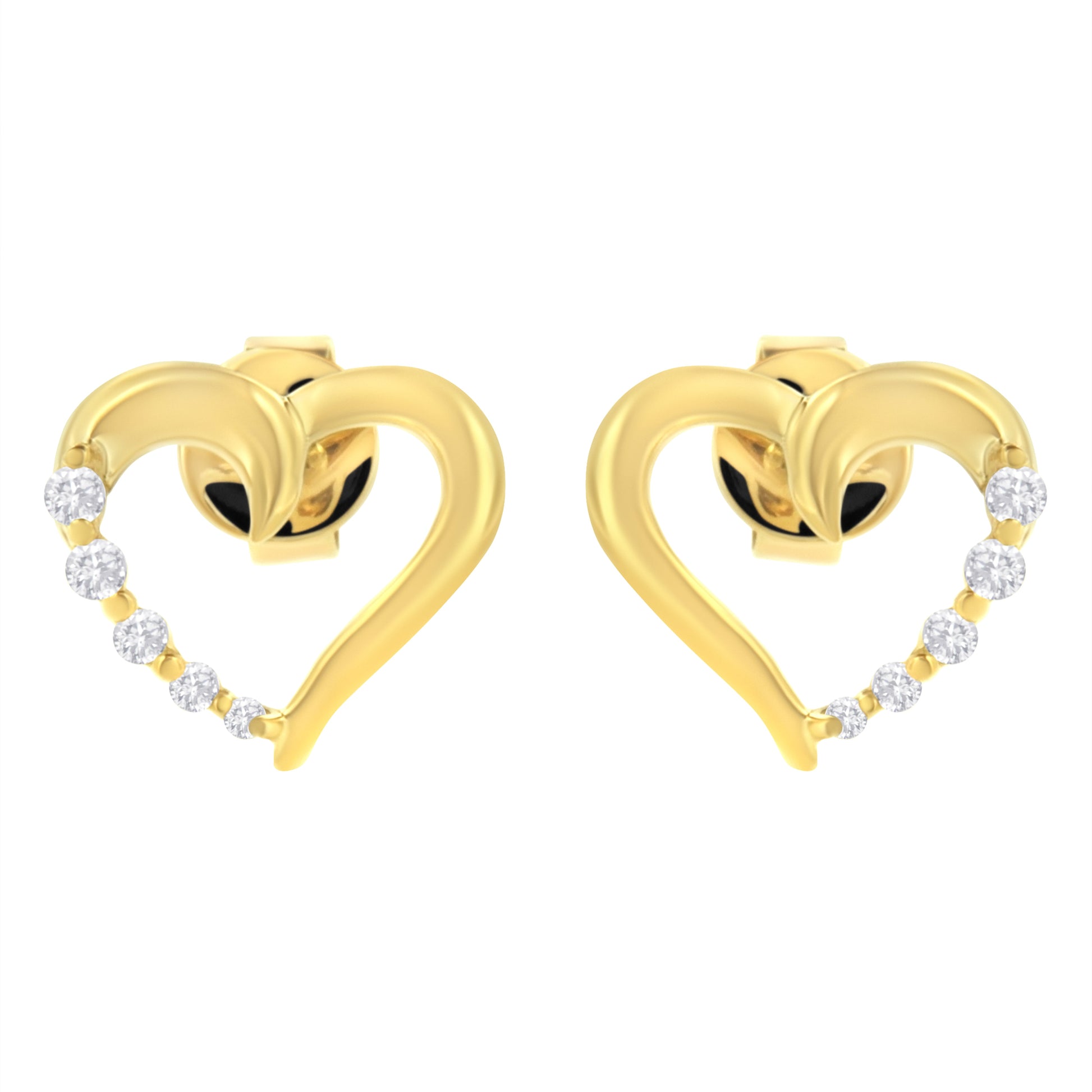 14K Yellow Gold 1/8 Cttw Diamond Journey Heart Hoop Earrings (K-L Color, I1-I2 Clarity) Bids.com