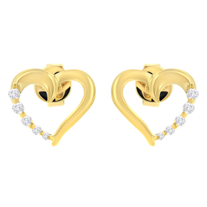 14K Yellow Gold 1/8 Cttw Diamond Journey Heart Hoop Earrings (K-L Color, I1-I2 Clarity) Bids.com