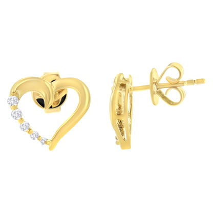 14K Yellow Gold 1/8 Cttw Diamond Journey Heart Hoop Earrings (K-L Color, I1-I2 Clarity) Bids.com