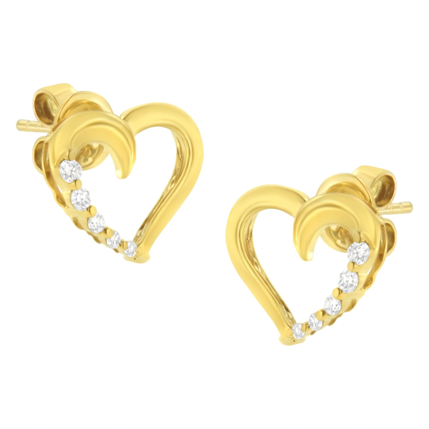 14K Yellow Gold 1/8 Cttw Diamond Journey Heart Hoop Earrings (K-L Color, I1-I2 Clarity) Bids.com