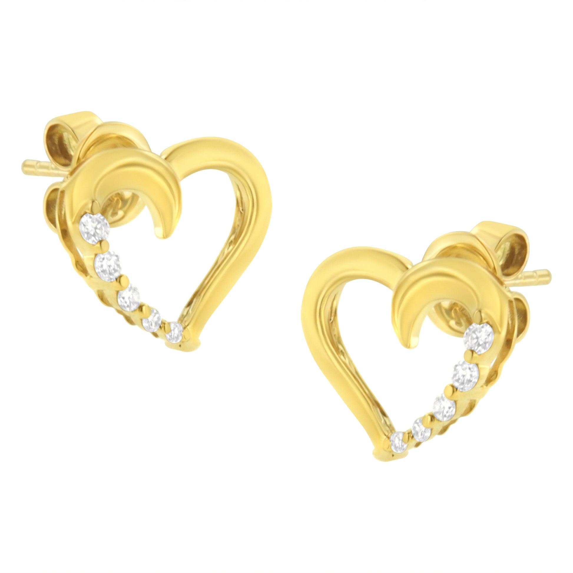14K Yellow Gold 1/8 Cttw Diamond Journey Heart Hoop Earrings (K-L Color, I1-I2 Clarity) Bids.com