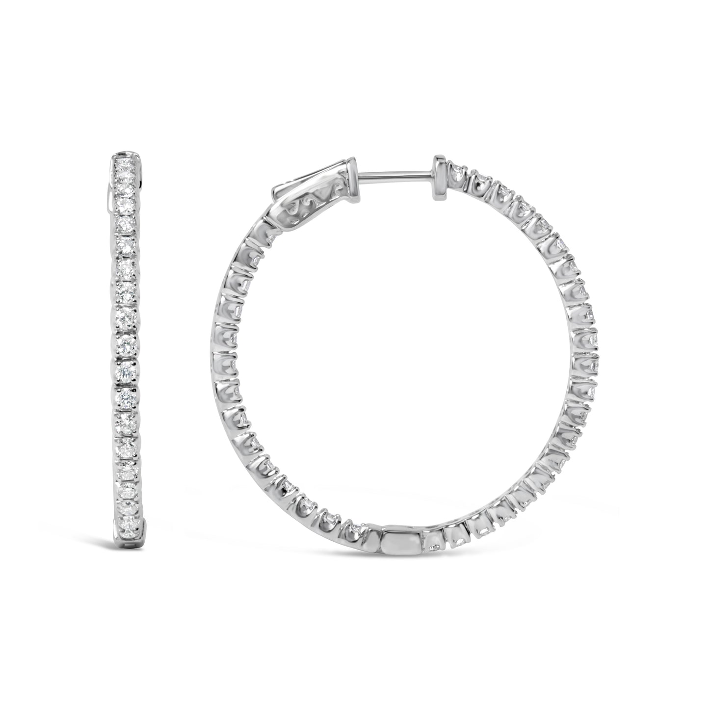 14K White Gold 1 3/4 Cttw Lab Grown Diamond Inside Out Hoop Earrings (G-H Color, VS2-SI1 Clarity) Bids.com