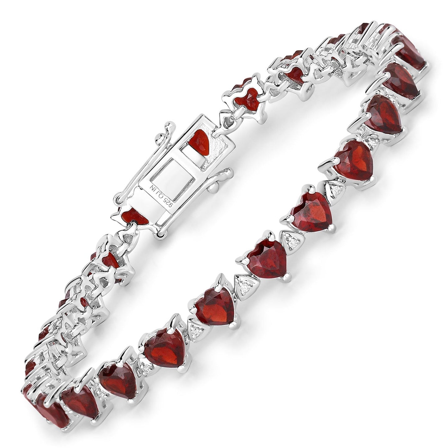 11.62 Carat Genuine Garnet and White Diamond .925 Sterling Silver Bracelet Bids.com
