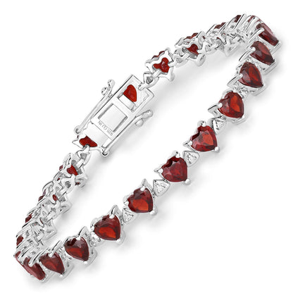 11.62 Carat Genuine Garnet and White Diamond .925 Sterling Silver Bracelet Bids.com