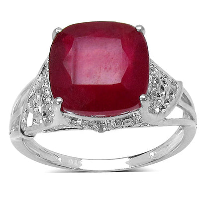4.20 ct. t.w. Glass Filled Ruby and White Topaz Ring in Sterling Silver Bids.com