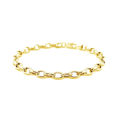4.6mm 14k Yellow Gold Oval Rolo Bracelet Bids.com