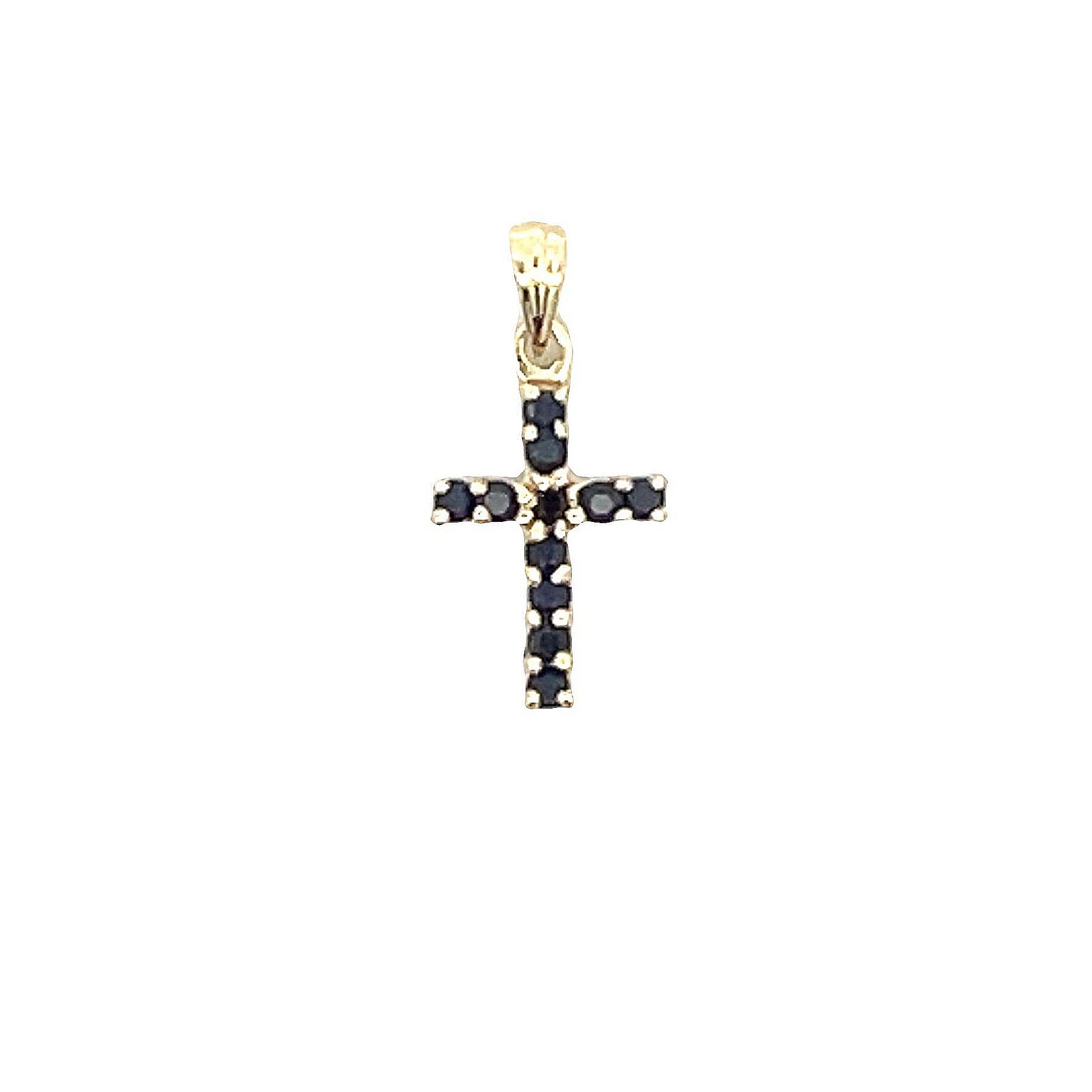 .21ct Sapphire Cross Religious Pendant 10KT Yellow Gold Bids.com