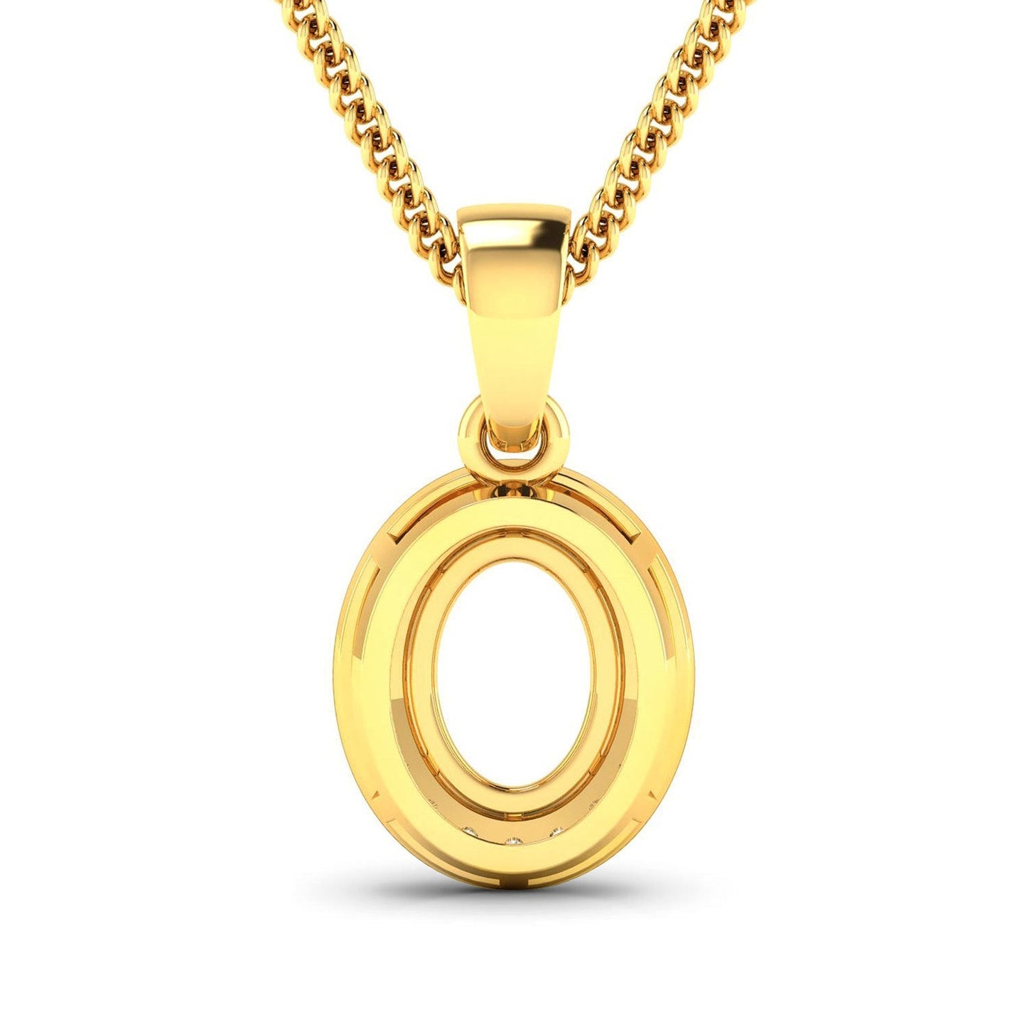 0.18 Carat Genuine White Diamond 14K Yellow Gold Semi Mount Pendant - holds 8x6mm Oval Gemstone Bids.com