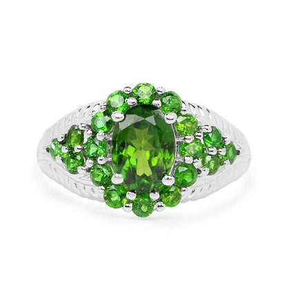2.28 Carat Genuine Chrome Diopside .925 Sterling Silver Ring Bids.com