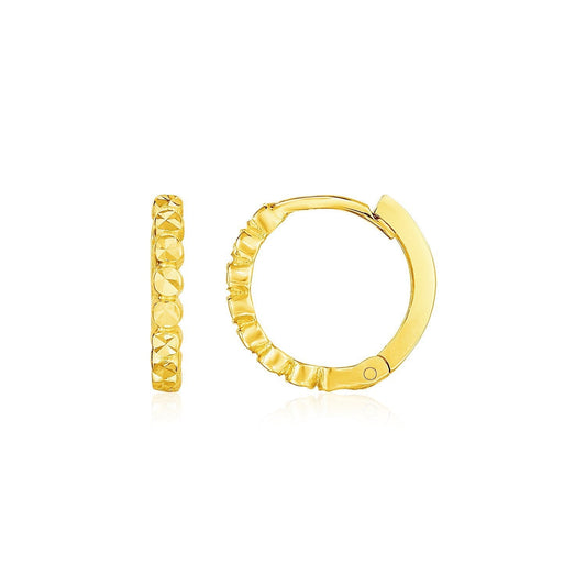 14k Yellow Gold Petite Textured Round Hoop Earrings Bids.com