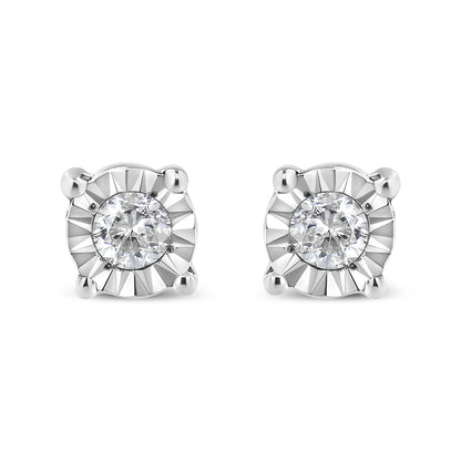 10K Yellow Gold Plated .925 Sterling Silver 1/10 Cttw Round Brilliant-Cut Diamond Miracle-Set Stud Earrings (J-K Color, I3 Clarity) Bids.com