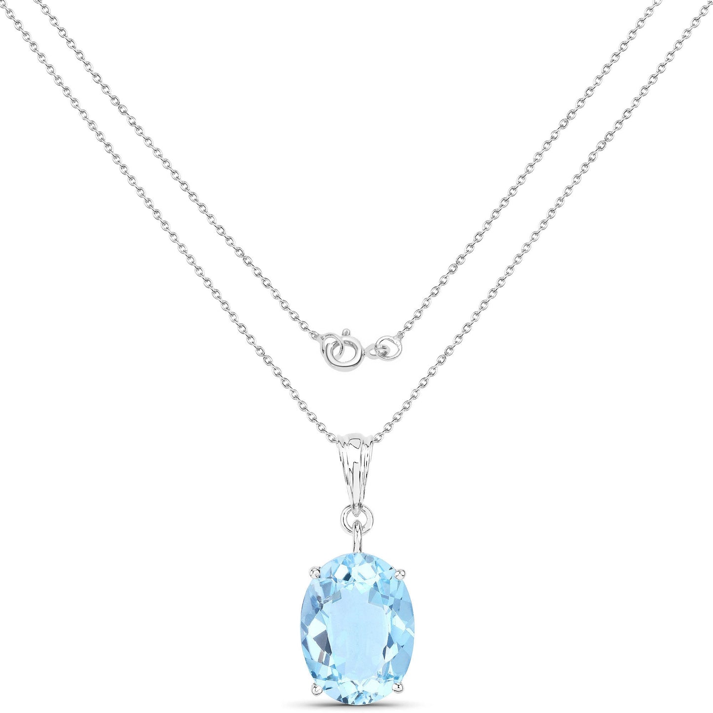 11.25 Carat Genuine Swiss Blue Topaz .925 Sterling Silver Pendant Bids.com