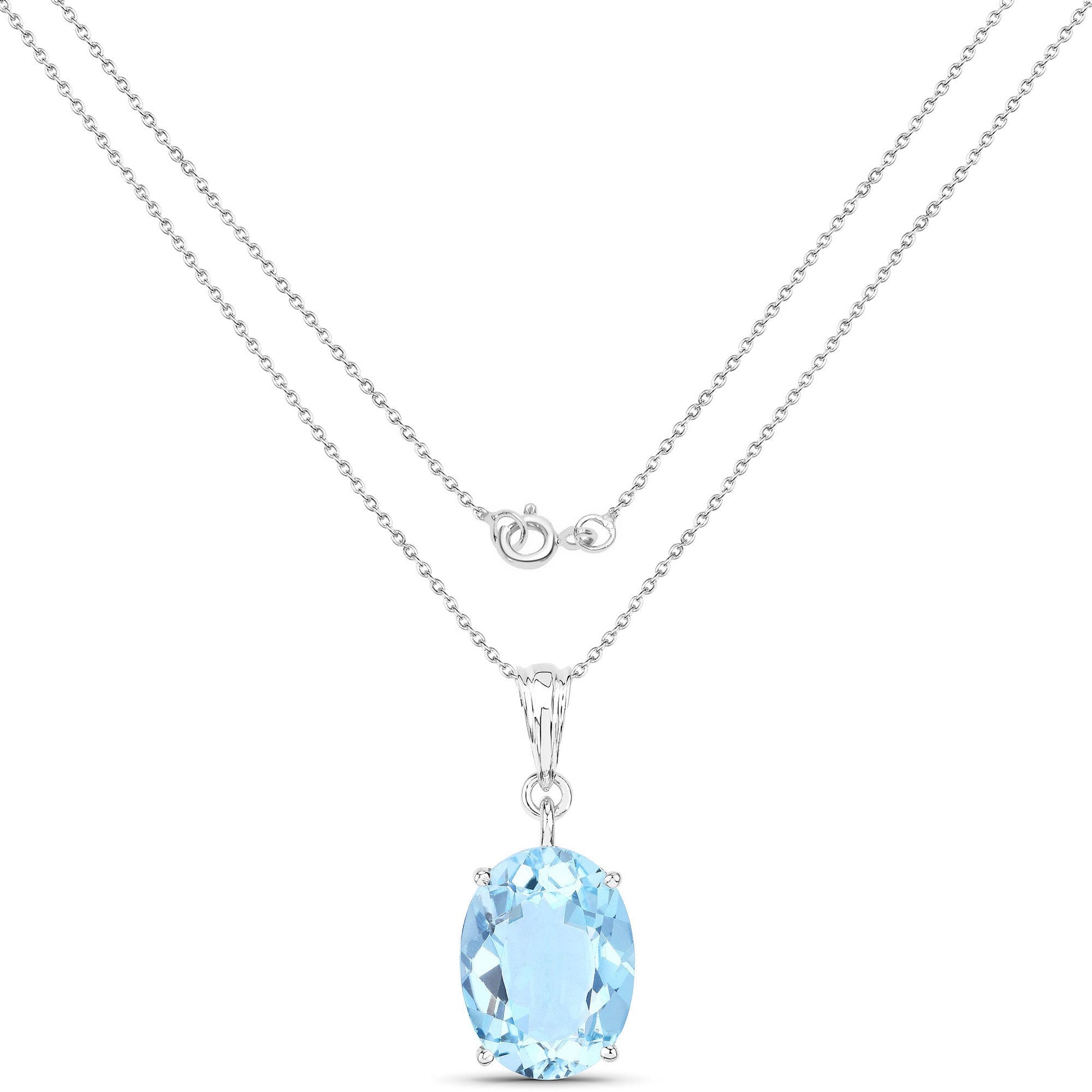 11.25 Carat Genuine Swiss Blue Topaz .925 Sterling Silver Pendant Bids.com