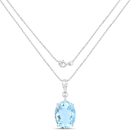 11.25 Carat Genuine Swiss Blue Topaz .925 Sterling Silver Pendant Bids.com